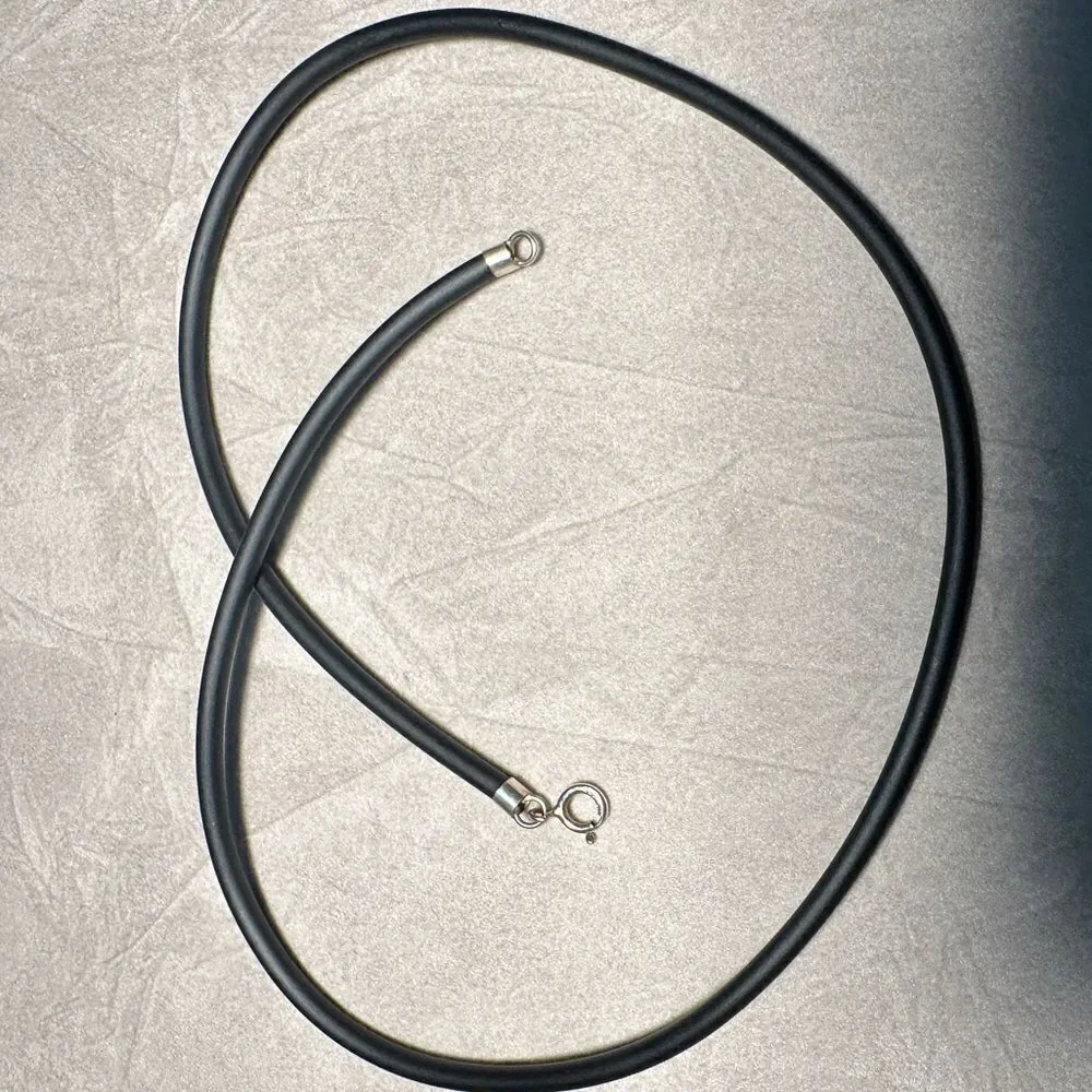 14.5” Black Cord Necklace - Minimalist | Unisex 925 Silver Clasp | Pendant Ready